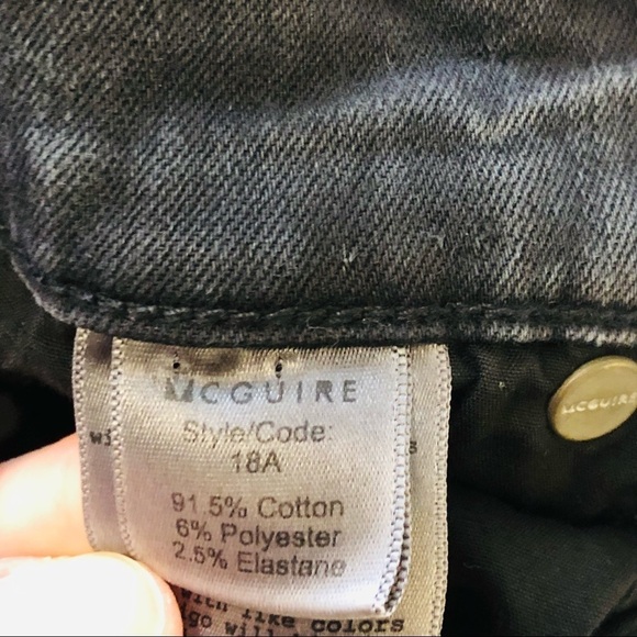 MCGUIRE Vintage Slim High Rise Destroyed Blown Out Knee Jeans Black 27 goth - Picture 14 of 15